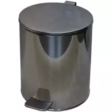 Ведро-контейнер для мусора (урна) Титан 15 л. с педалью круглое металл хром