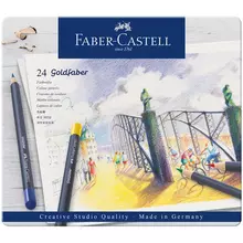 Карандаши цветные Faber-Castell "Goldfaber" 24 цв. круглые заточенные метал. коробка