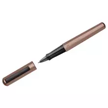 Ручка-роллер Faber-Castell "Hexo" черная 07 мм. шестигранный бронзовый корпус инд. карт. упаковка