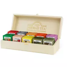 Подарочный набор чая Ahmad Tea "Коллекция" 10 видов 100 фольг. пакетиков деревянная шкатулка