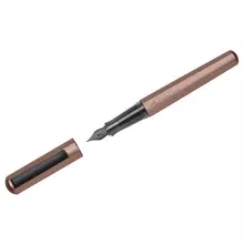 Ручка перьевая Faber-Castell "Hexo" синяя М=075 мм. шестигранный бронзовый корпус