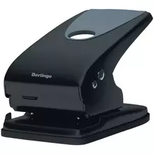 Дырокол Berlingo "Office Soft" 65 л. металлический черный с линейкой