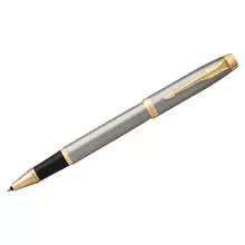Ручка-роллер Parker "IM Brushed Metal GT" черная, 0,8 мм. подарочная упаковка