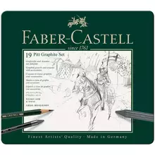 Набор карандашей ч/г Faber-Castell "Pitt Graphite" 19 предметов заточенные метал. кор.
