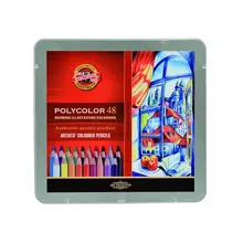 Карандаши цветные художественные Koh-I-Noor "Polycolor" 48 цв. заточенные метал. пенал