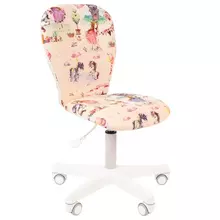 Кресло детское Chairman Kids 105, PL белый, ткань велюр, принцессы, регулировка по высоте, без подлокотников