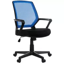 Кресло оператора Helmi HL-M02 "Step" ткань спинка сетка синяя/сиденье TW черная механизм качания