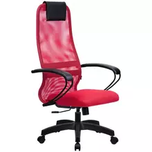 Кресло руководителя Метта SU-BP-8 PL ткань-сетка красная №22 спинка-сетка топ-ган (100/001 130/001)