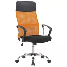 Кресло руководителя Helmi HL-E16 "Content" ткань/сетка/экокожа черная/оранжевая хром