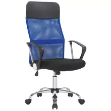 Кресло руководителя Helmi HL-E16 "Content" ткань/сетка/экокожа черная/синяя хром