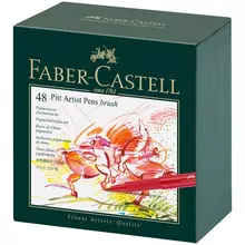 Набор капиллярных ручек Faber-Castell "Pitt Artist Pen Brush" 48 шт. ассорти студийная коробка