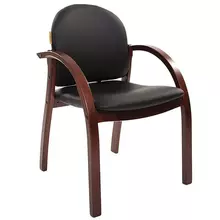Конференц-кресло Chairman 659 WD экокожа черная матовая/темный орех