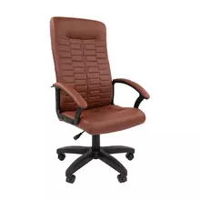 Кресло руководителя Helmi HL-E80 "Ornament" LTP экокожа коричневая мягкий подлокотник пиастра