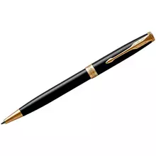Ручка шариковая Parker "Sonnet Black Lacquer GT" черная 10 мм. поворот. подарочная упаковка