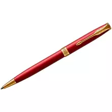 Ручка шариковая Parker "Sonnet Red GT" черная 10 мм. поворот. подарочная упаковка