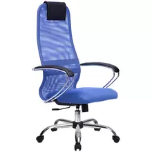 Кресло руководителя Метта SU-BK-8 CH ткань-сетка синяя №23 спинка-сетка топ-ган (101/003 131/003)