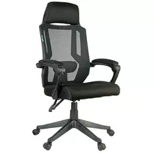 Кресло руководителя Helmi HL-E32 "Ergo" LUX, рег. подлок. подголов. и пояс. упор, ткань черная