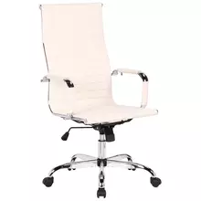 Кресло руководителя Helmi HL-E17 "Slim" экокожа бежевая хром