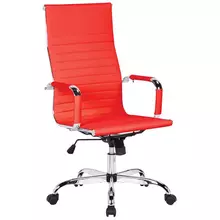Кресло руководителя Helmi HL-E17 "Slim" экокожа красная хром