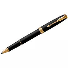 Ручка-роллер Parker "Sonnet Matte Black GT" черная, 0,8 мм. подарочная упаковка