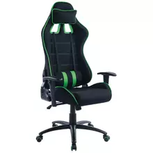Кресло игровое Helmi HL-G08 "Target" ткань черная/зеленая 2 подушки