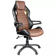 Кресло игровое Helmi HL-S03 "Drift" экокожа черная/коричневая вставка ткань оранжевая