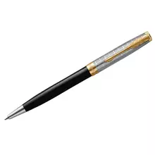 Ручка шариковая Parker "Sonnet Premium Metal&Black GT" черная 10 мм. поворот. подарочная упаковка