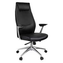 Кресло руководителя Helmi HL-E33 "Synchro Premium" экокожа черная синхромеханизм алюминий до 150 кг.