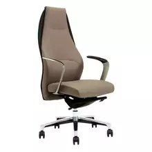Кресло руководителя Helmi HL-E35 "Synchro Lux" экокожа серая синхромеханизм алюминий до 150 кг.
