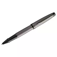Ручка-роллер Waterman "Expert Metallic Silver RT" черная 08 мм. подарочная упаковка