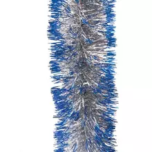 Мишура 1 шт. диаметр 70 мм. длина 2 м. серебро с синими кончиками 5-180-7