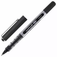 Ручка-роллер Uni-Ball Eye, черная, корпус серебро, узел 0,5 мм. линия 0,3 мм.