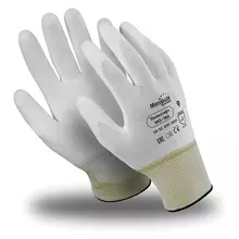 Перчатки полиэфирные MANIPULA ПОЛИСОФТ, полиуретановое покрытие (облив) размер 8 (M) белые, MG-166