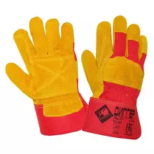 Перчатки спилковые комбинированные ДИГГЕР, усиленные, размер 10,5 (XL) желтые/красные
