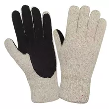 Перчатки шерстяные АЙСЕР, утепленные со спилковыми накладками, р-р 11 (XXL) бежевые/черные