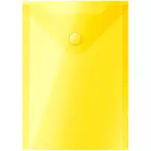 Папка-конверт на кнопке OfficeSpace А6 (105*148 мм.) 150 мкм. пластик желтая