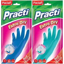 Перчатки резиновые Paclan "Practi Extra Dry" разм. L цвет микс пакет с европодвесом