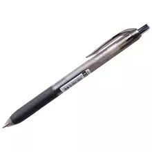 Ручка гелевая автоматическая Crown "Quick Dry" черная 05 мм. грип с быстросохнущими чернилами