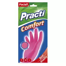 Перчатки резиновые Paclan "Practi. Comfort" разм. М розовые пакет с европодвесом