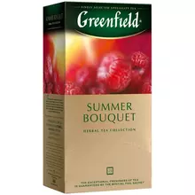 Чай Greenfield "Summer Bouquet", травяной аром. малина,шиповн. 25 фольг. пакетиков по 1,5 г