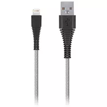 Кабель Smartbuy Сarbon, USB2.0 (A) - Lightning(M) для Apple, экстрапрочный, 2A output, 1 м. белый