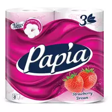 Бумага туалетная Papia "Strawberry Dream" 3-слойная 4 шт. ароматизир. розов. тиснение белый