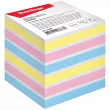 Блок для записи на склейке Berlingo "Rainbow" 8*8*8 см. цветной пастель