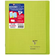 Бизнес-тетрадь 48 л. 170*220 мм. клетка Clairefontaine "Koverbook", пластик. обложка, зеленая, 90г./м2