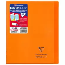 Бизнес-тетрадь 48 л. 170*220 мм. клетка Clairefontaine "Koverbook", пластик. обложка, оранжевая, 90г./м2