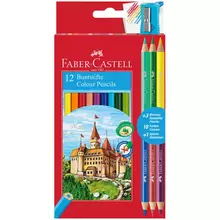 Карандаши цветные Faber-Castell "Замок" 12 цв. шестигр. заточ.+6 цв.+точилка картон