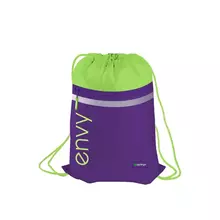 Мешок для обуви 1 отделение Berlingo "Envy" 360*470 мм. светоотражающая лента карман на молнии зеленый