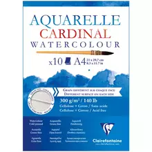 Альбом для акварели, 10 л. А4, на склейке Clairefontaine "Cardinal", 300 г/м2, торшон, холод. пресс. 30% хлопок
