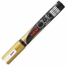 Маркер меловой UNI Chalk 18-25 мм. золотой влагостираемый для гладких поверхностей