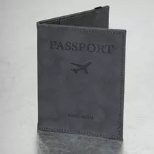 Обложка для паспорта с карманами и резинкой, мягкая экокожа, "PASSPORT", серая, Brauberg
